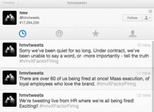 HMV Firing Tweets