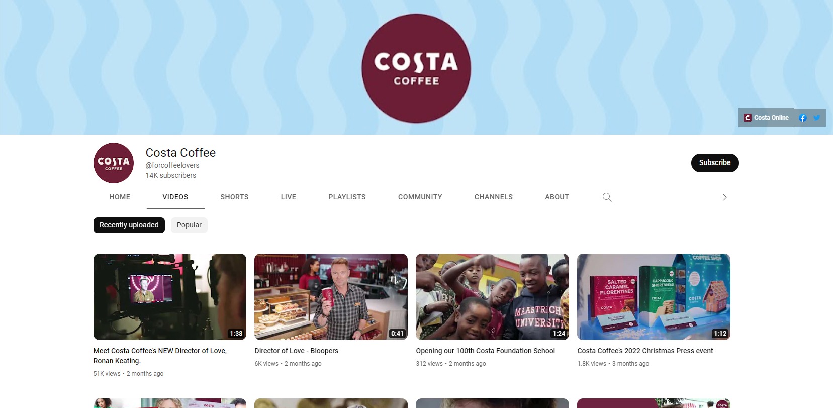 Costa Social Media - The YouTube Channel