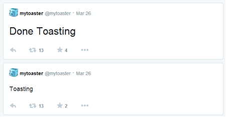MyToaster on Twitter Toasting Done Toasting