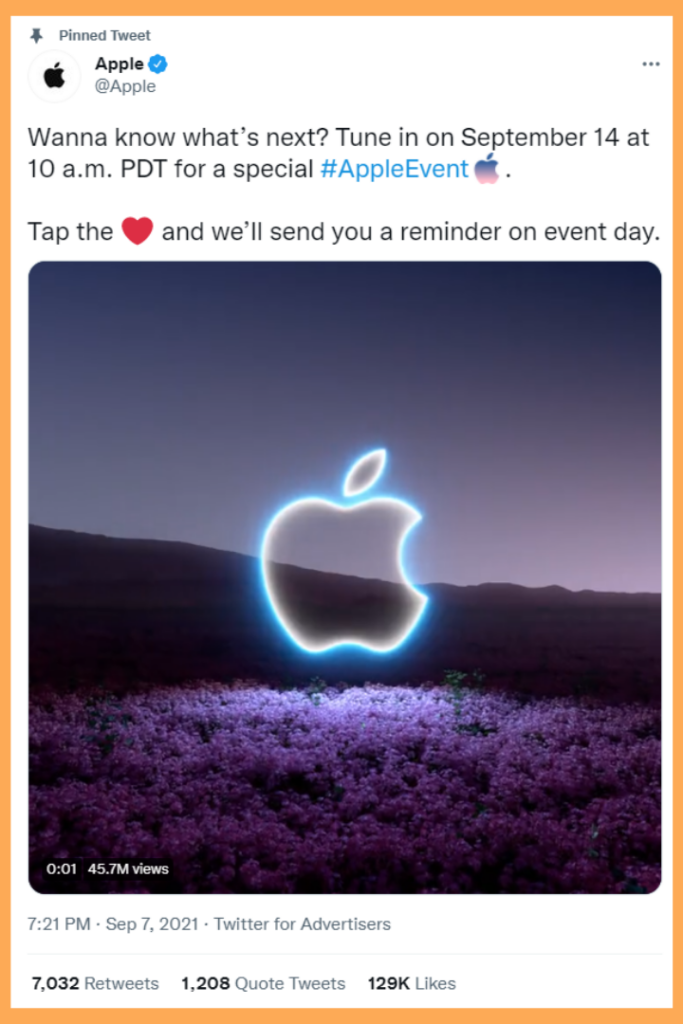 Apple Twitter pinned tweet September 2021