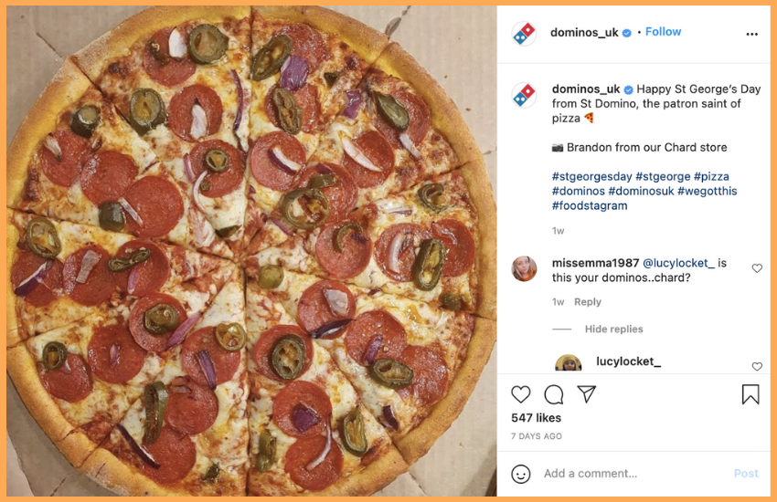 Domino's UK Instagram weekly photo share
