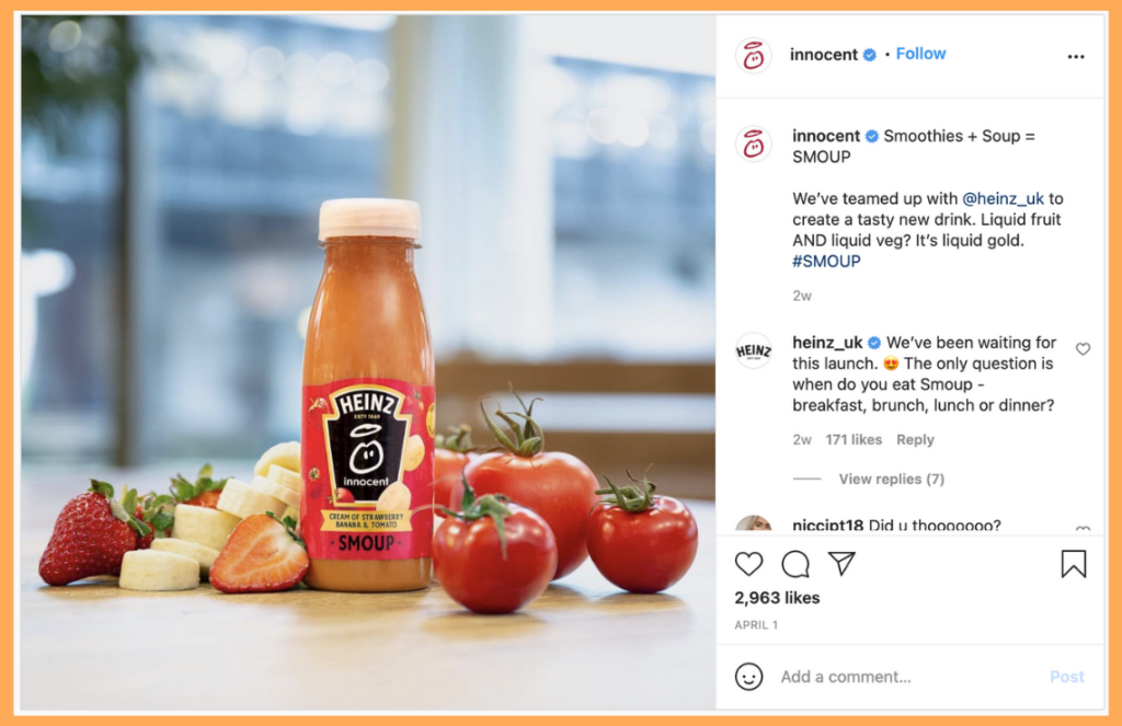 Innocent on Instagram, April Fool's prank with Heinz UK