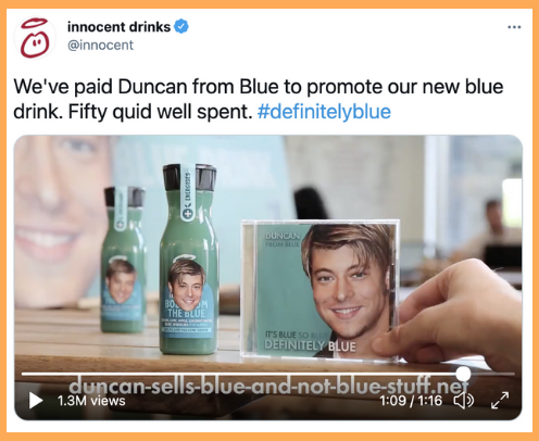 Innocent on Twitter, Duncan from Blue promotion video