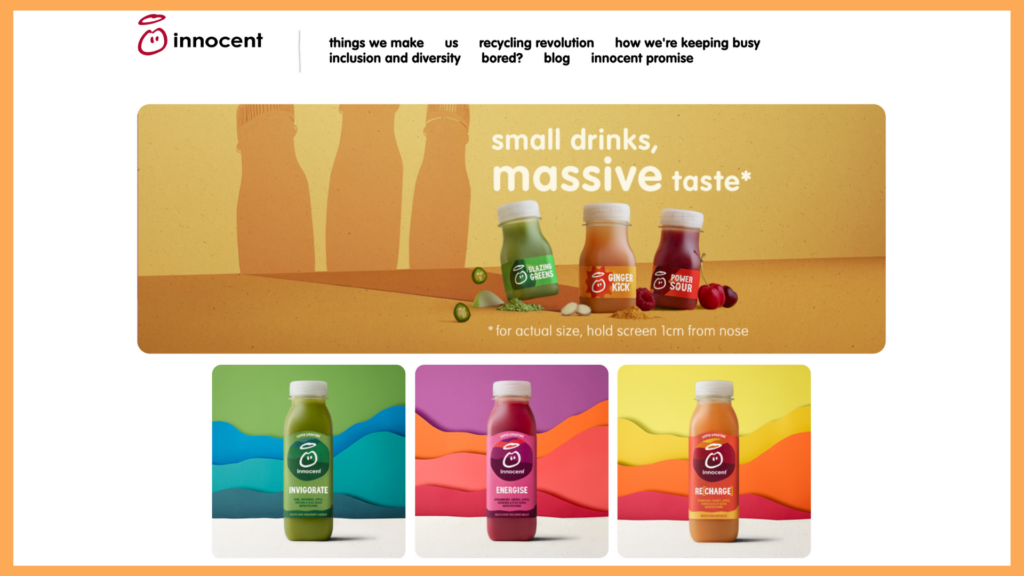 Innocent Drinks website homepage