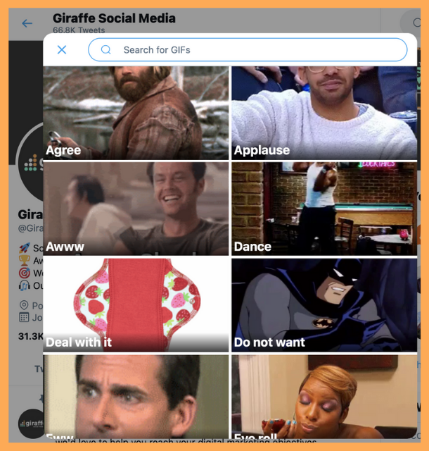 Twitter GIF search screenshot