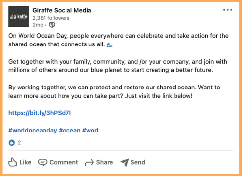 Giraffe Social Media LinkedIn Text Post