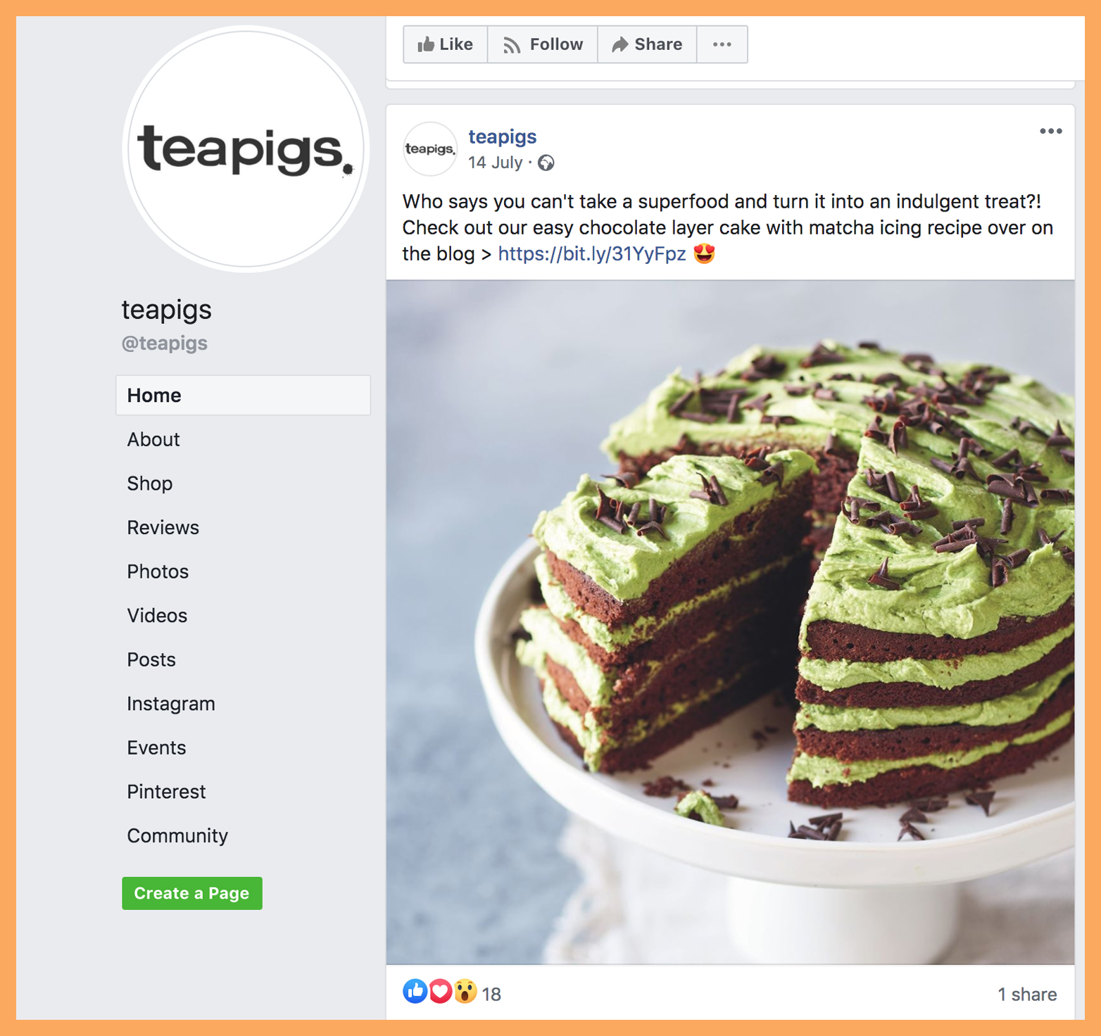 Teapigs recipe posts on social media