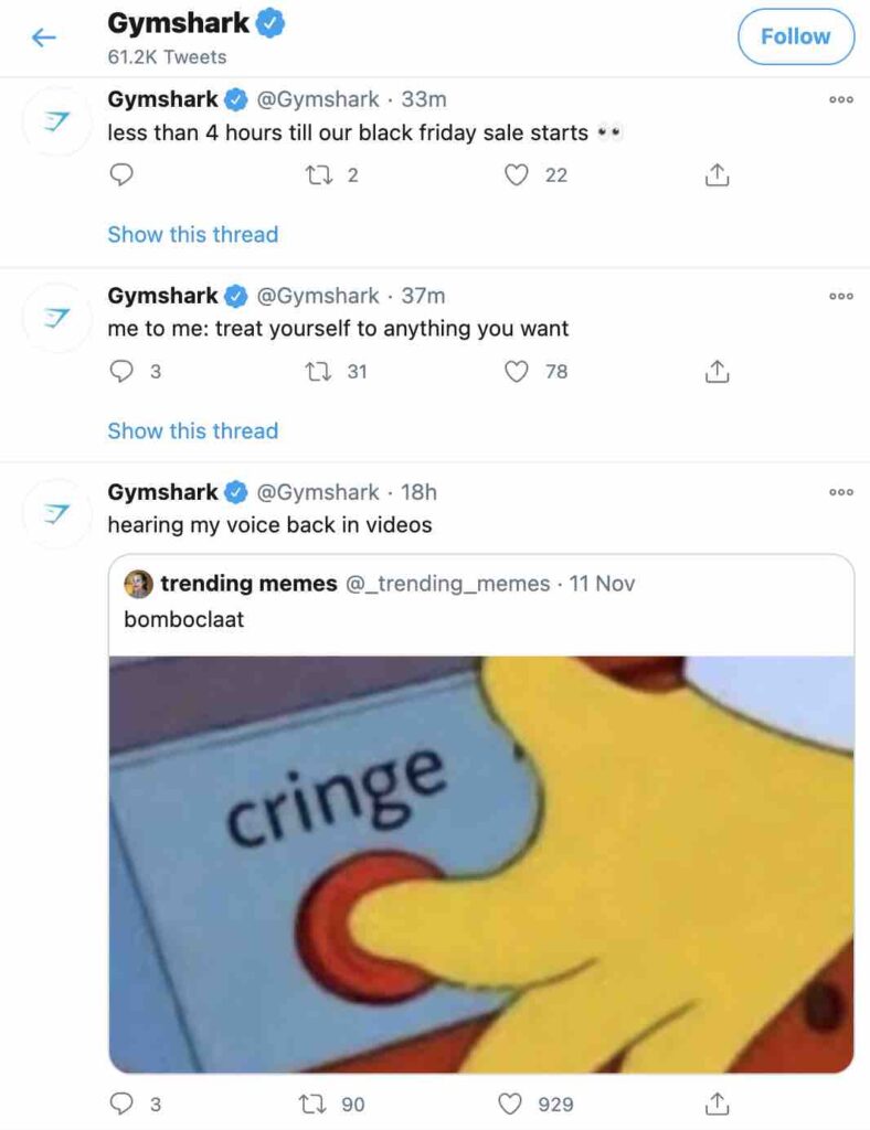 Gymshark Simpsons social media post