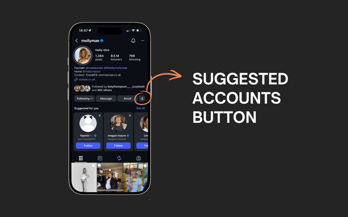 instagram suggested accounts button