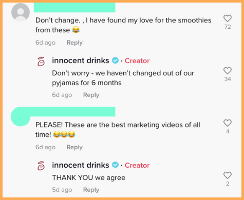 TikTok Innocent Drinks comments