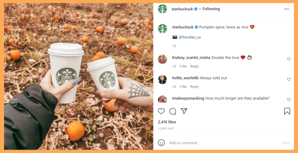 Starbucks UK on Instagram - Pumpkin Spice Lattes