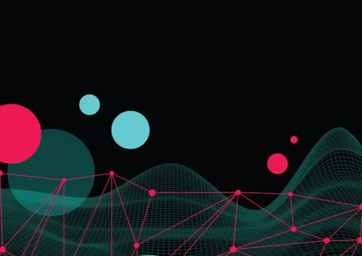 A Geometric pattern with the tiktok branding colours